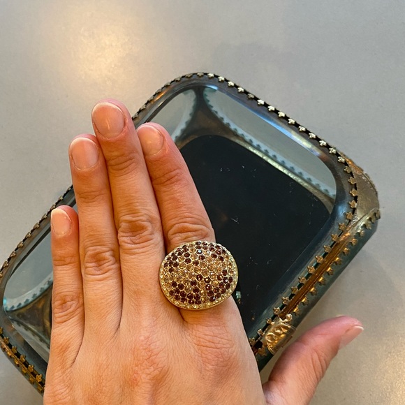 Cocktail Ring - Gold & Bronze crystals - Picture 1 of 6